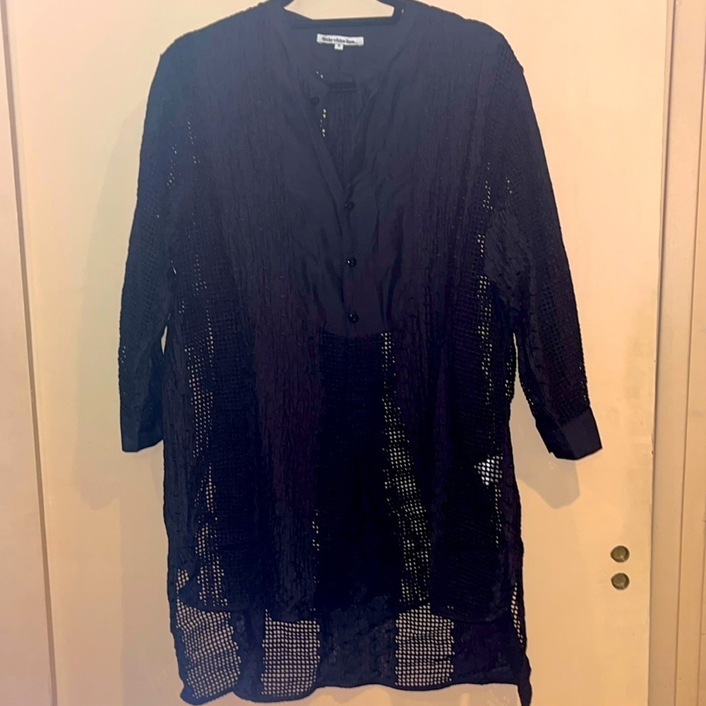 Little white lies sz small tunic / beach cover up black crochet silk cotton cmbo
